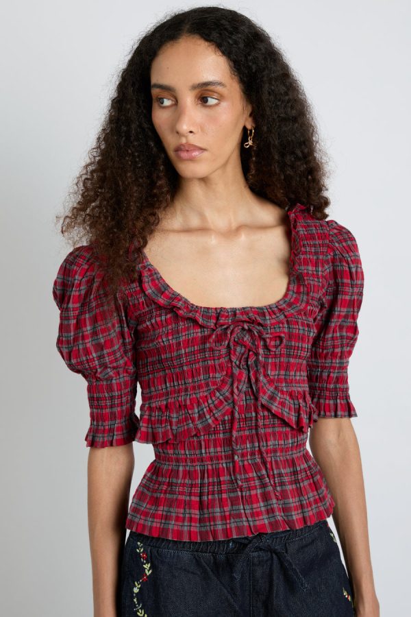 Women Tops | Damson Madder meghan blouse - red check Sale
