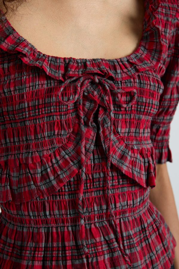 Women Tops | Damson Madder meghan blouse - red check Sale - Image 8