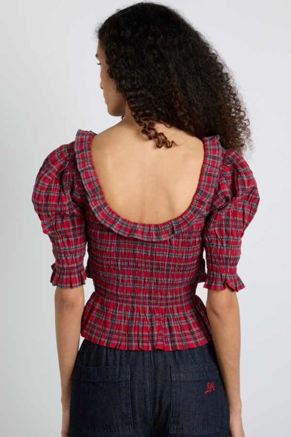 Women Tops | Damson Madder meghan blouse - red check Sale - Image 2