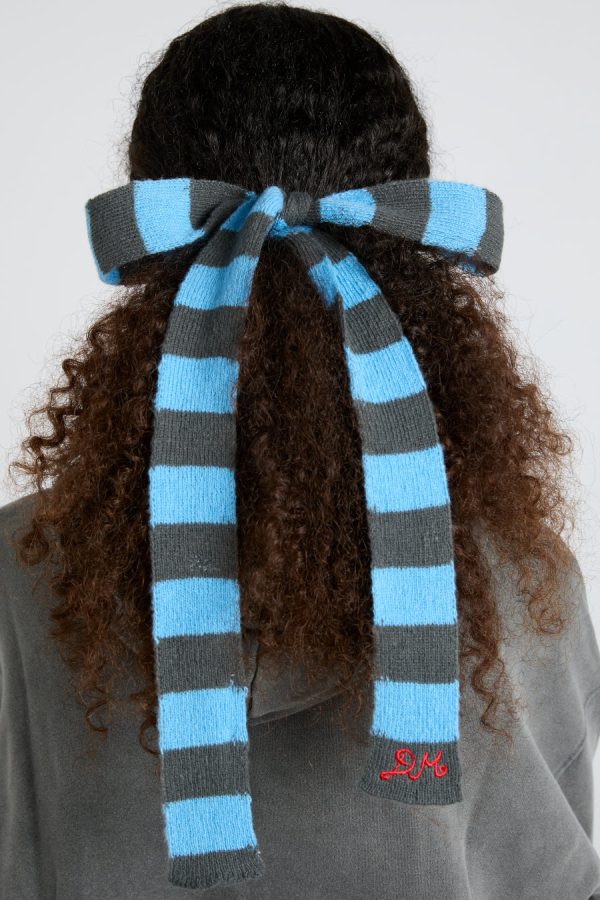 knitted hair bow in stripe Sale Women | Hair Accessories Damson Madder