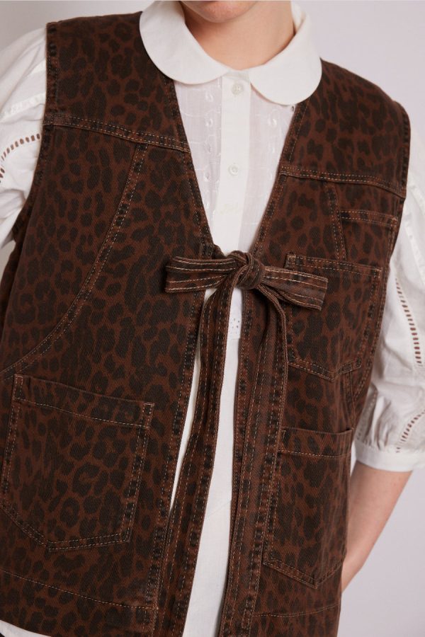 Damson Madder dilly denim gilet - dark leopard Sale | Women Gilets - Image 5