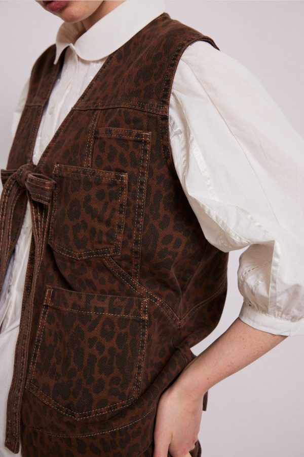 Damson Madder dilly denim gilet - dark leopard Sale | Women Gilets - Image 2