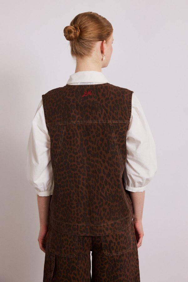 Damson Madder dilly denim gilet - dark leopard Sale | Women Gilets - Image 4