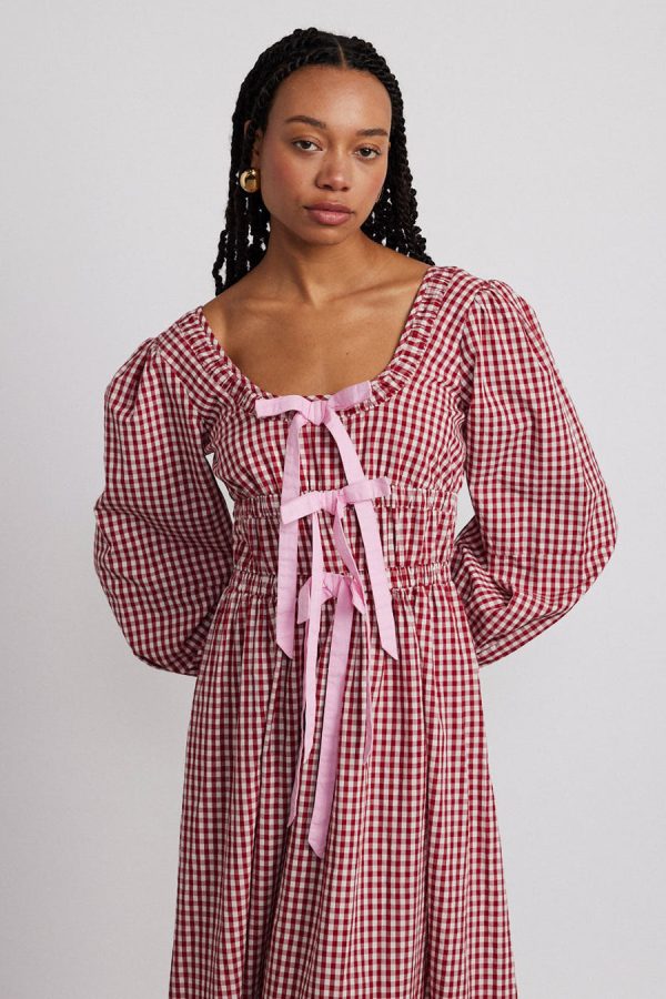Dresses | Women Damson Madder dakota bow midi dress - red gingham None - Image 6