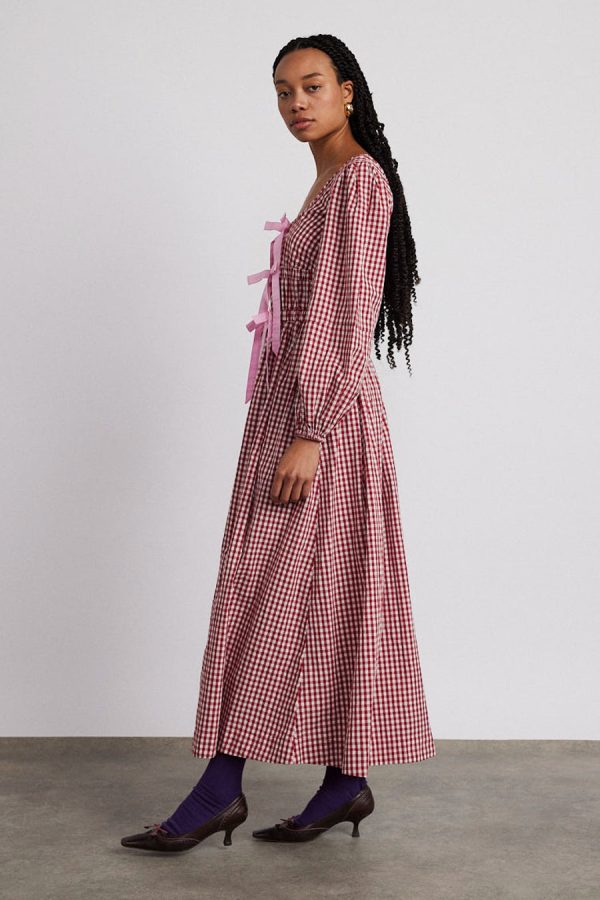 Dresses | Women Damson Madder dakota bow midi dress - red gingham None - Image 4