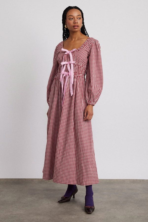 Dresses | Women Damson Madder dakota bow midi dress - red gingham None - Image 3