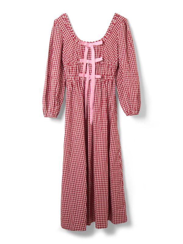 Dresses | Women Damson Madder dakota bow midi dress - red gingham None - Image 8