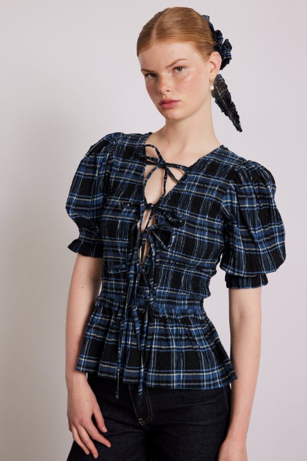 Women Tops | Damson Madder bluebelle blouse - navy check None