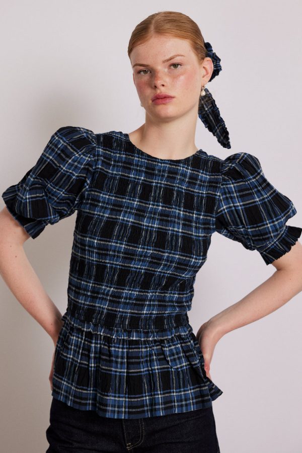 Women Tops | Damson Madder bluebelle blouse - navy check None - Image 3