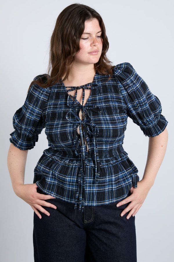 Women Tops | Damson Madder bluebelle blouse - navy check None - Image 2