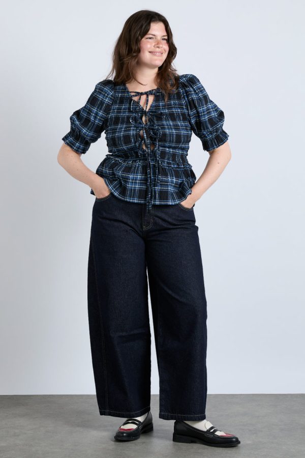 Women Tops | Damson Madder bluebelle blouse - navy check None - Image 7