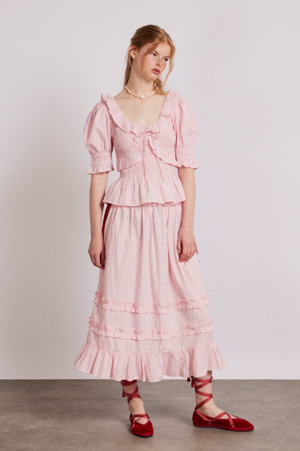 olivia ruffle skirt - pink gingham None | Skirts Damson Madder Women - Image 3