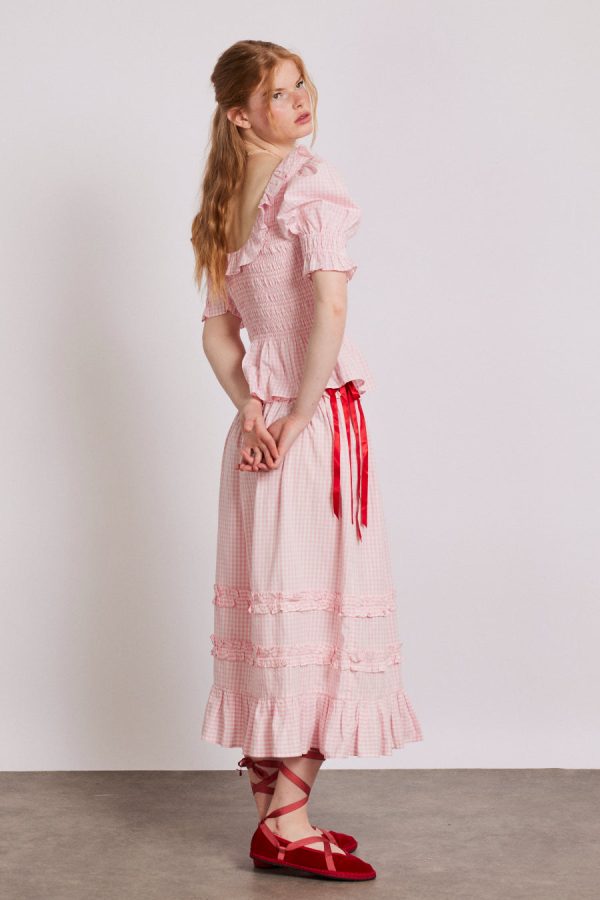 olivia ruffle skirt - pink gingham None | Skirts Damson Madder Women - Image 6