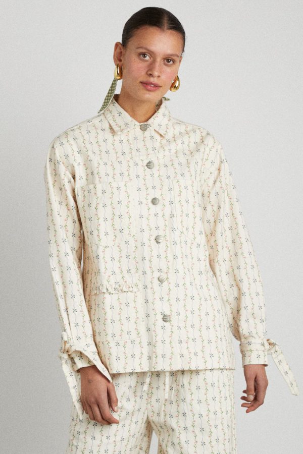 Women goodnature denim shacket - floral stripe None | Jackets & Coats Damson Madder