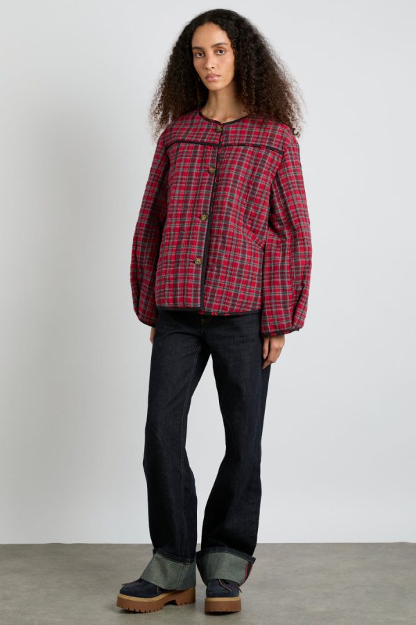 Co-ords | macy quilted jacket - red check None - Damson Madder Women - Image 5
