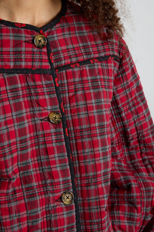 Co-ords | macy quilted jacket - red check None - Damson Madder Women - Image 4