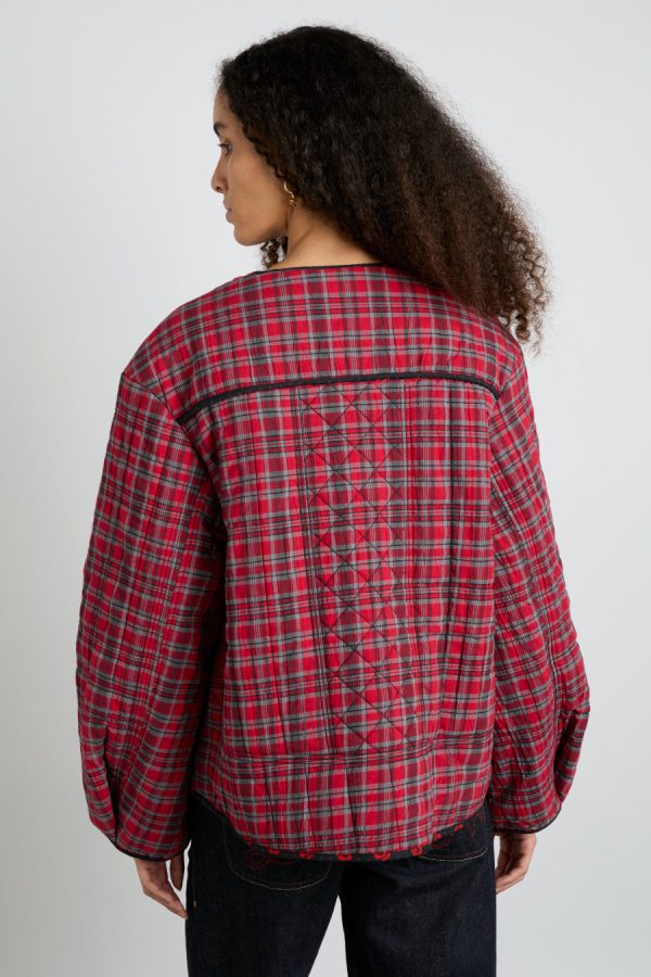 Co-ords | macy quilted jacket - red check None - Damson Madder Women - Image 2