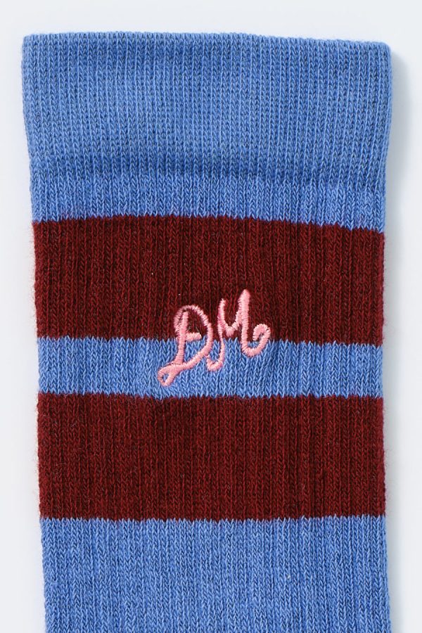 Cold Weather Accessories Damson Madder Women | calf length socks - blue & burgundy stripe None - Image 3