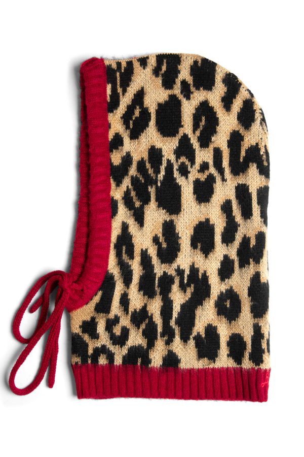 hood in leopard with red tie None Women | Hats Damson Madder - Image 5