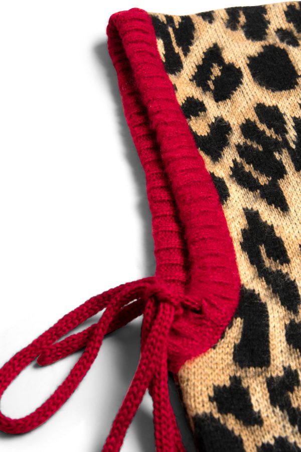 hood in leopard with red tie None Women | Hats Damson Madder - Image 4