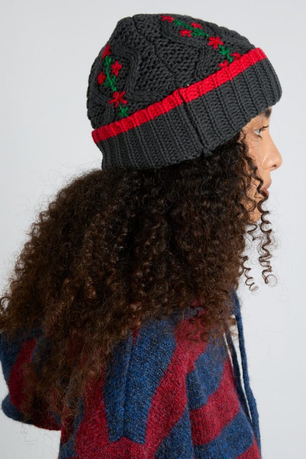 Women cable knit grandpa beanie None | Hats Damson Madder - Image 3