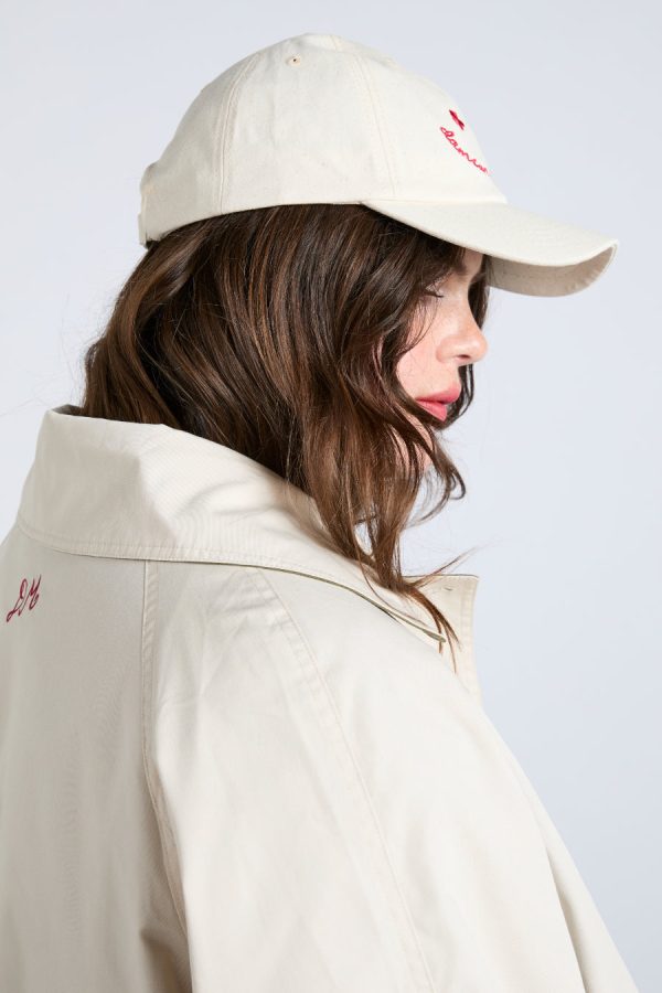 Hats | Smiley Cap in Natural with Red Embroidery None - Damson Madder Women - Image 4