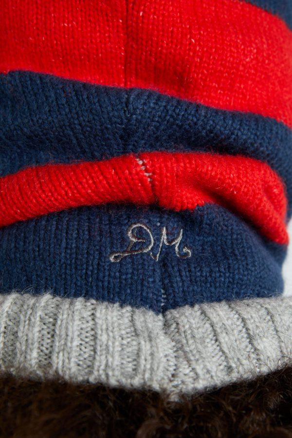 hood in red & navy with grey tie None | Hats Damson Madder Women - Image 6