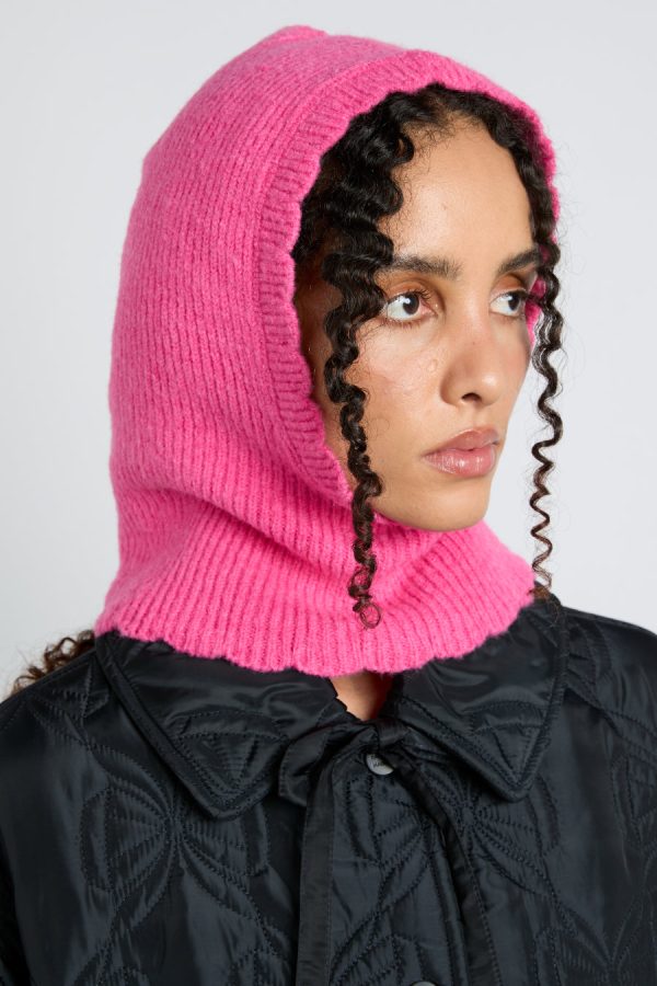 scalloped edge hood in pink None | Hoods Damson Madder Women