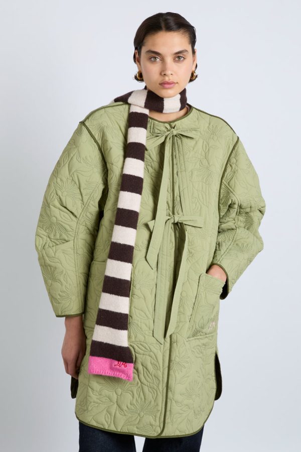 Scarves Damson Madder | Women skinny stripe scarf in choc & ecru None
