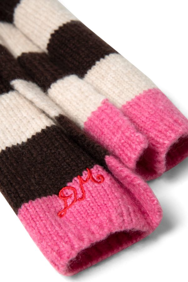 Scarves Damson Madder | Women skinny stripe scarf in choc & ecru None - Image 4