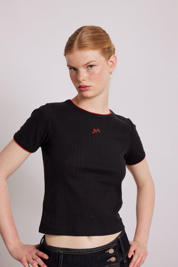 Women dm shrunken pointelle tee None | Tops Damson Madder