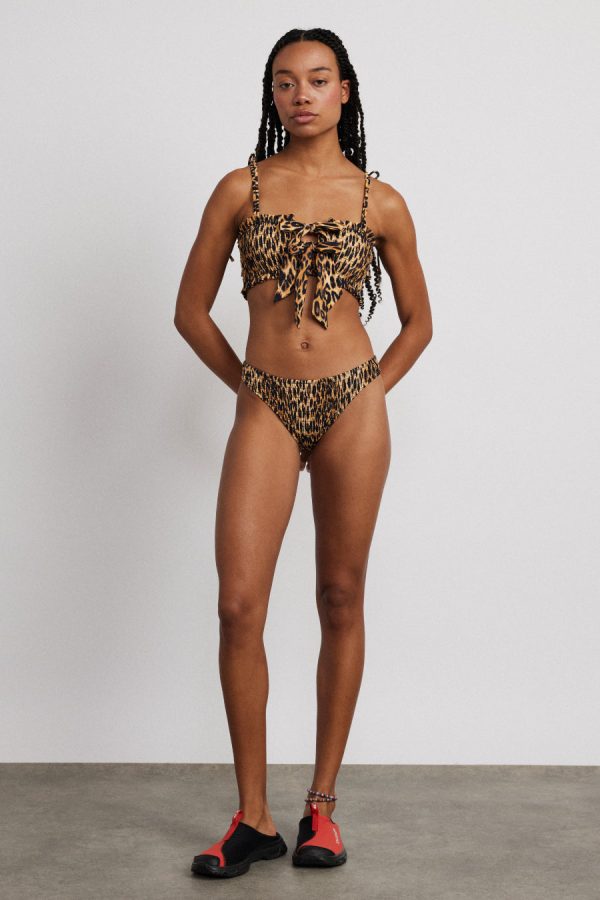 Tops | Women Damson Madder lexie shirred tie front bikini top - leopard None - Image 5