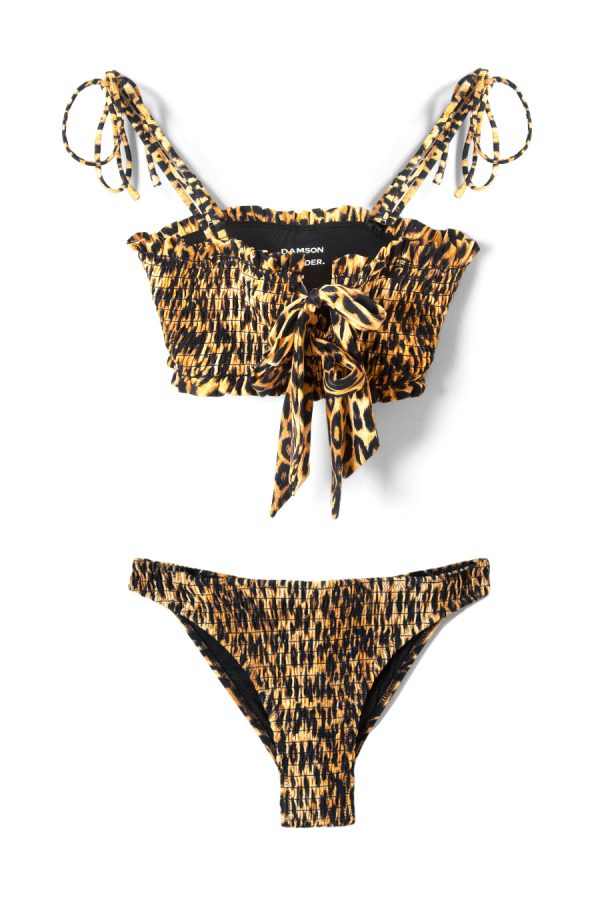Tops | Women Damson Madder lexie shirred tie front bikini top - leopard None - Image 2