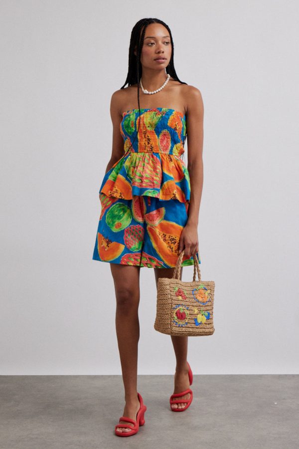 Bottoms | pull on shorts - papaya print None - Damson Madder Women