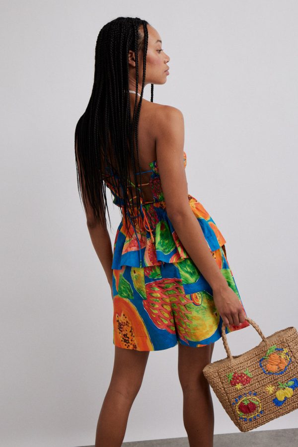 Bottoms | pull on shorts - papaya print None - Damson Madder Women - Image 5