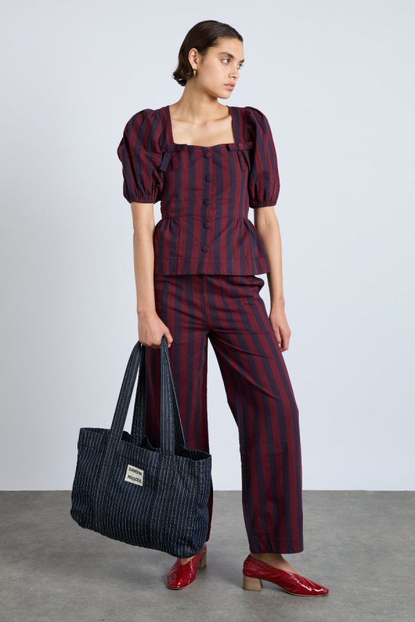 Co-ords Damson Madder | Women damson tote bag - denim pinstripe None - Image 4