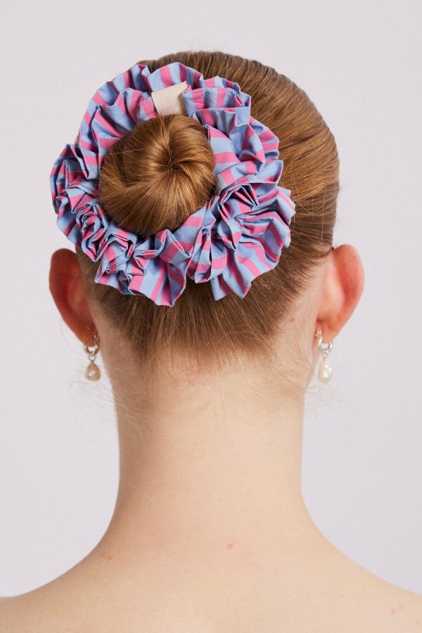 Co-ords Women | garter scrunchie - blue and pink stripe None Damson Madder