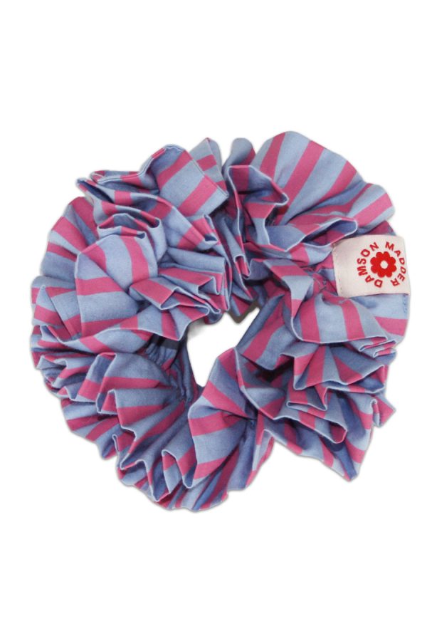 Co-ords Women | garter scrunchie - blue and pink stripe None Damson Madder - Image 3