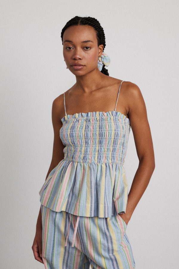 Damson Madder hope shirred cami - multi stripe None | Women Co-ords