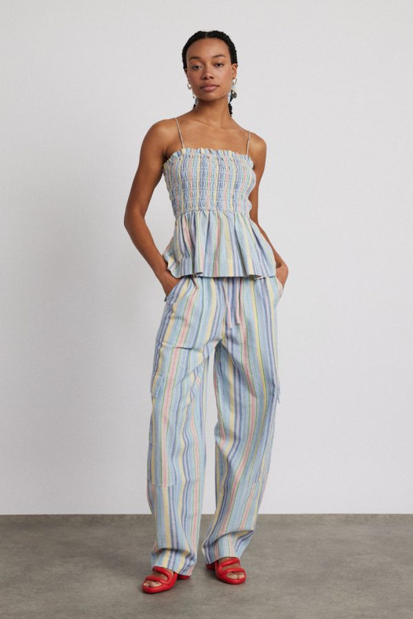 Damson Madder hope shirred cami - multi stripe None | Women Co-ords - Image 4