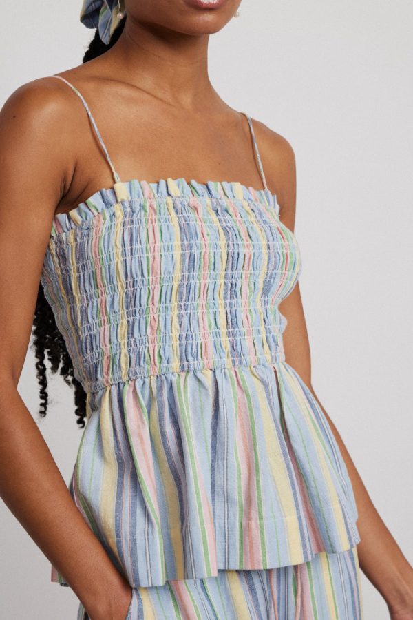 Damson Madder hope shirred cami - multi stripe None | Women Co-ords - Image 3