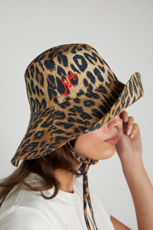 leopard print sunhat None Women | Hats Damson Madder - Image 4