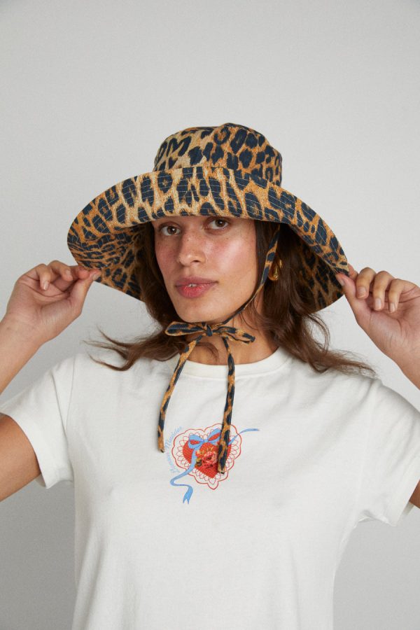 leopard print sunhat None Women | Hats Damson Madder - Image 2